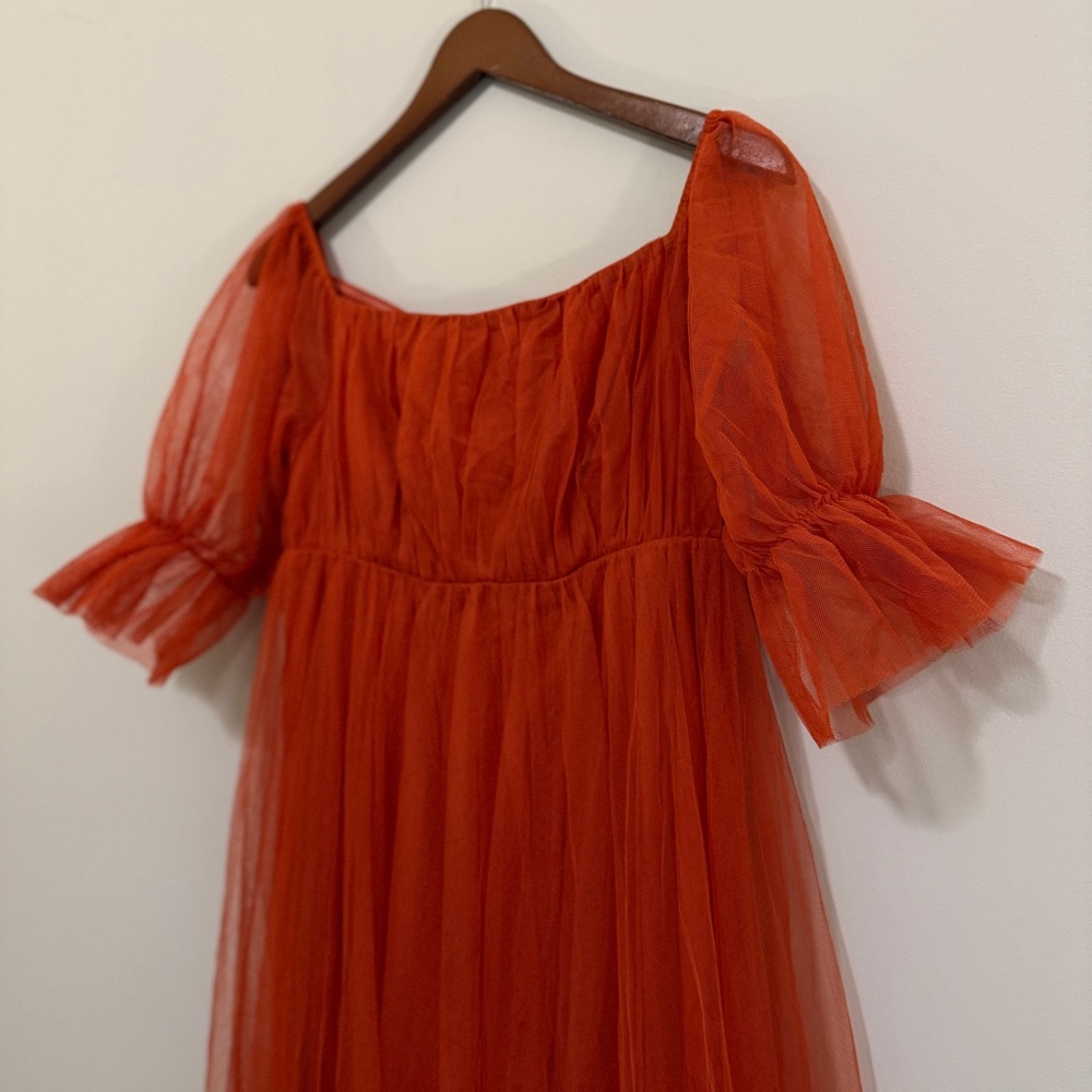 Maternity Maxi Dress SMALL Photoshoot Baby Shower Gender Reveal Earthy Ethereal - Picture 5 of 16